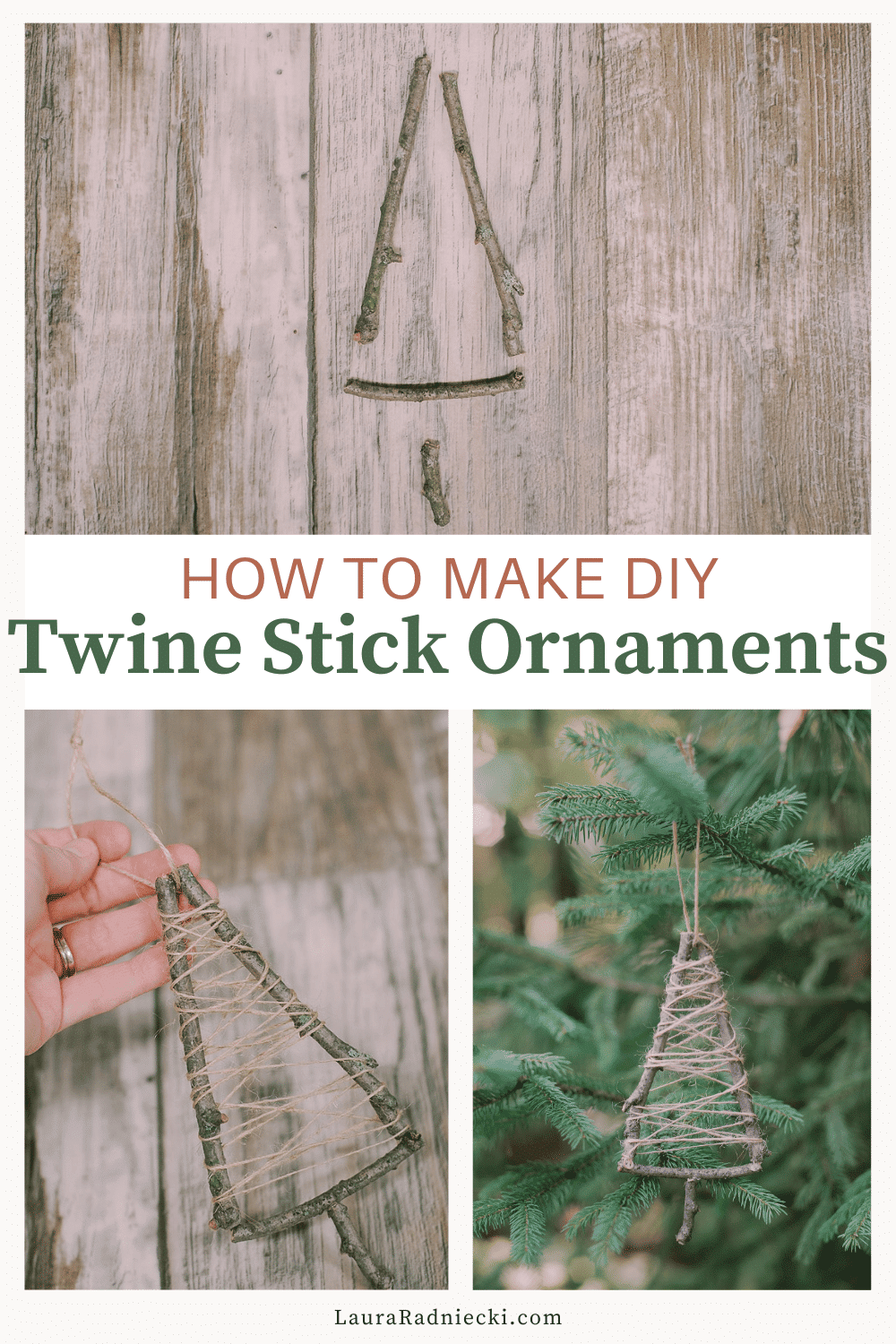 How to Make a Twine-Wrapped Stick Tree Ornament