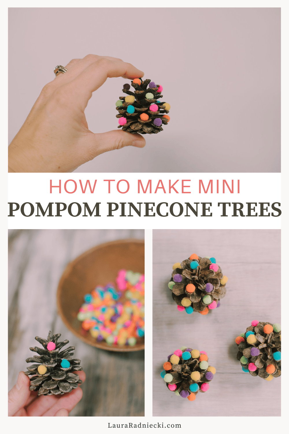 How to Make Mini Pompom Pinecone Trees