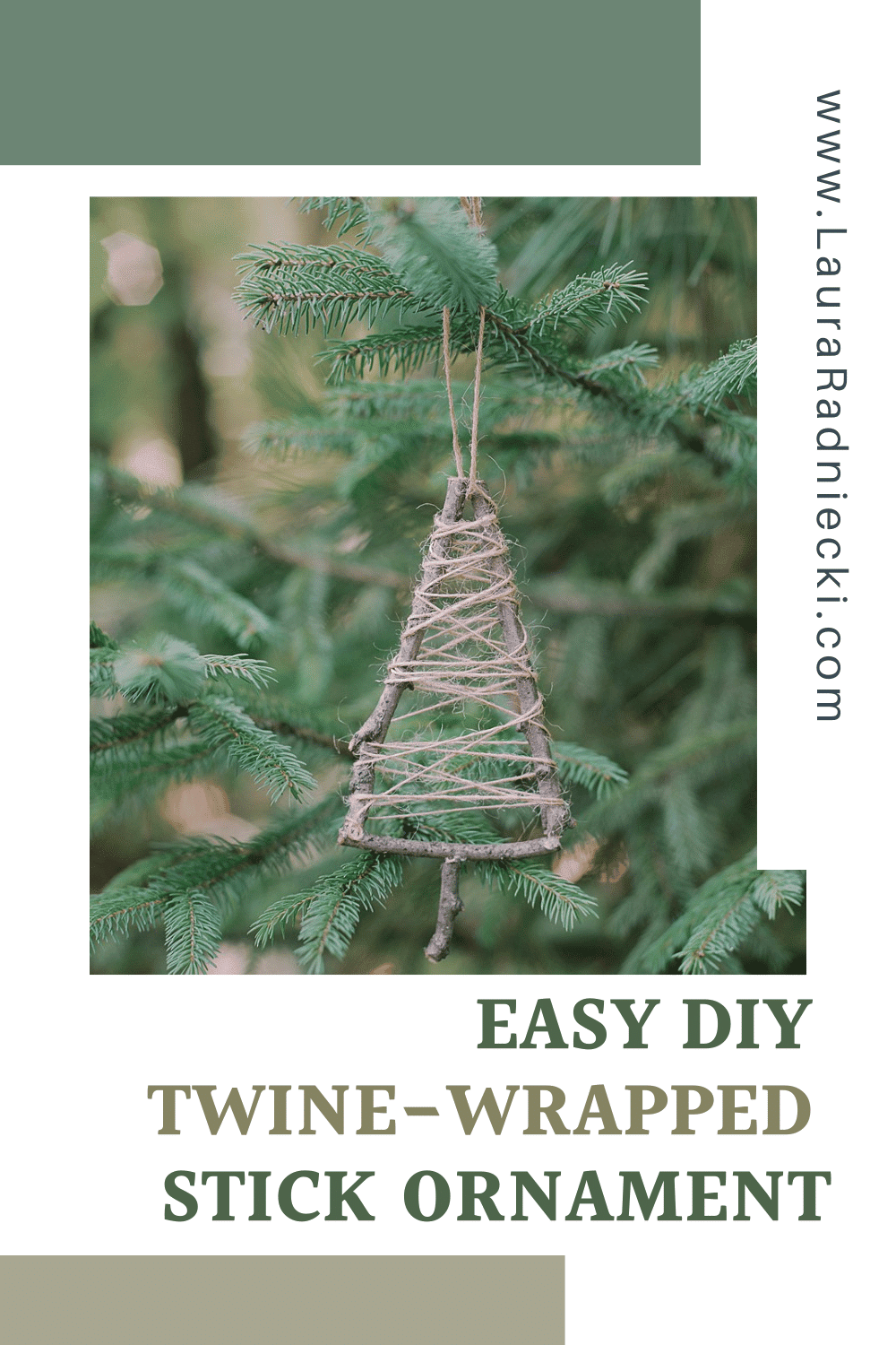 How to Make a Twine-Wrapped Stick Tree Ornament