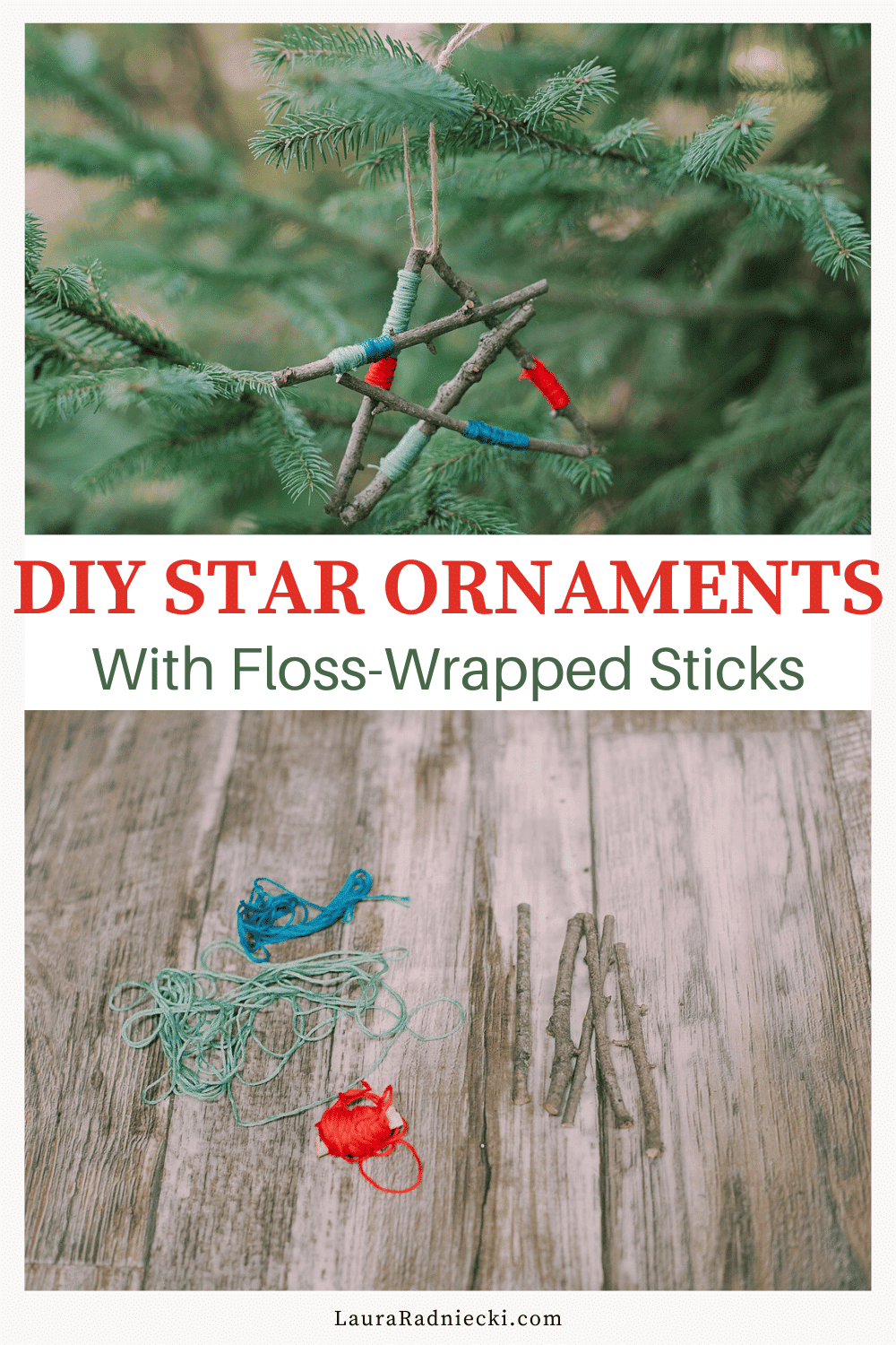 How to Make a Star Ornament out of Embroidery Floss Wrapped Sticks