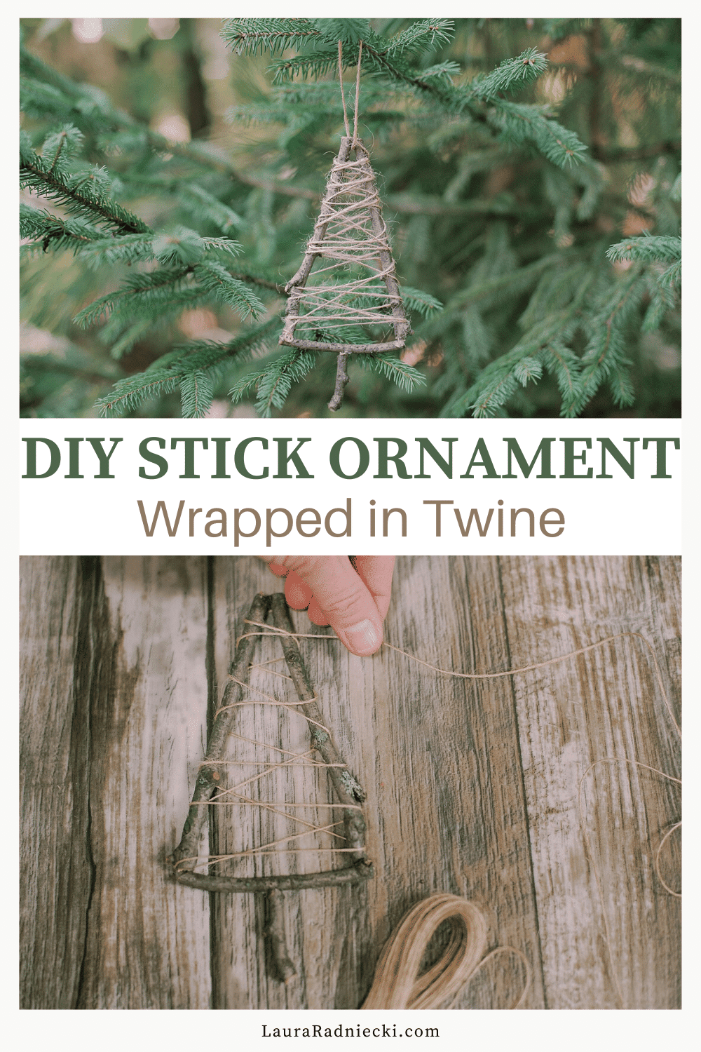 How to Make a Twine-Wrapped Stick Tree Ornament