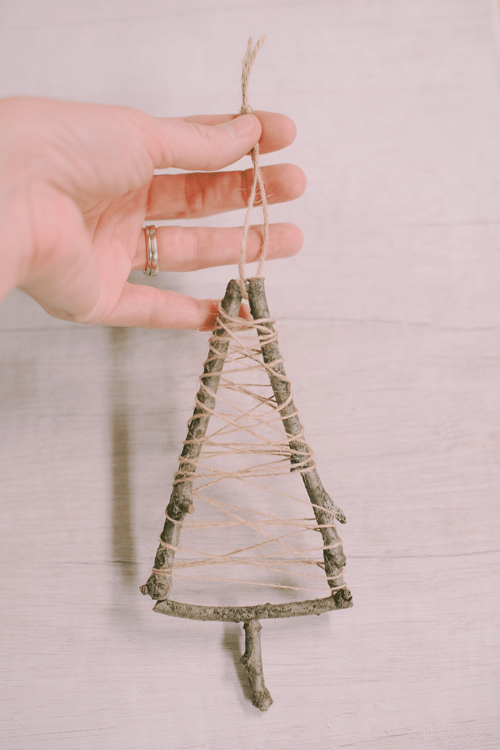 How to Make a Twine-Wrapped Stick Tree Ornament