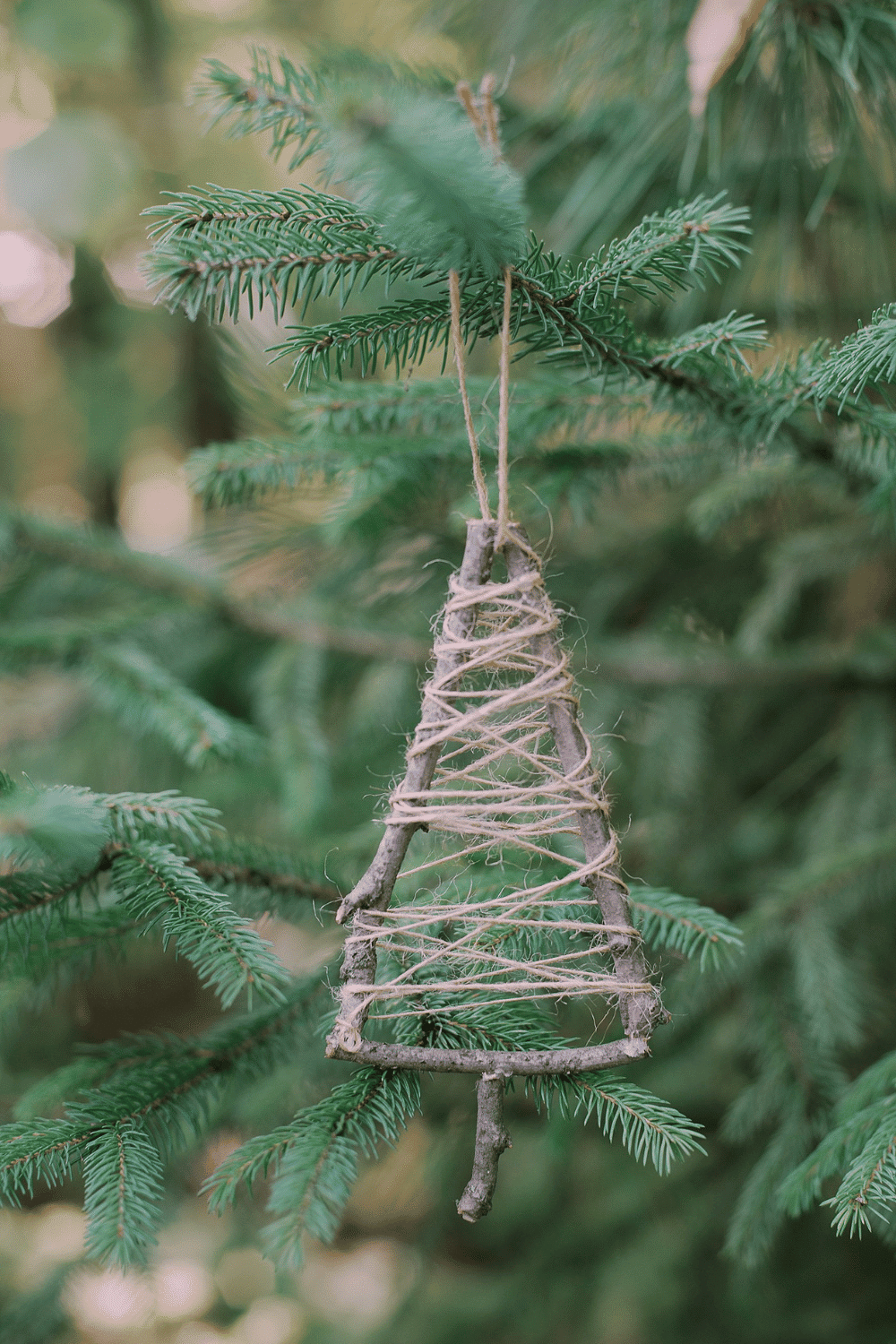 How to Make a Twine-Wrapped Stick Tree Ornament