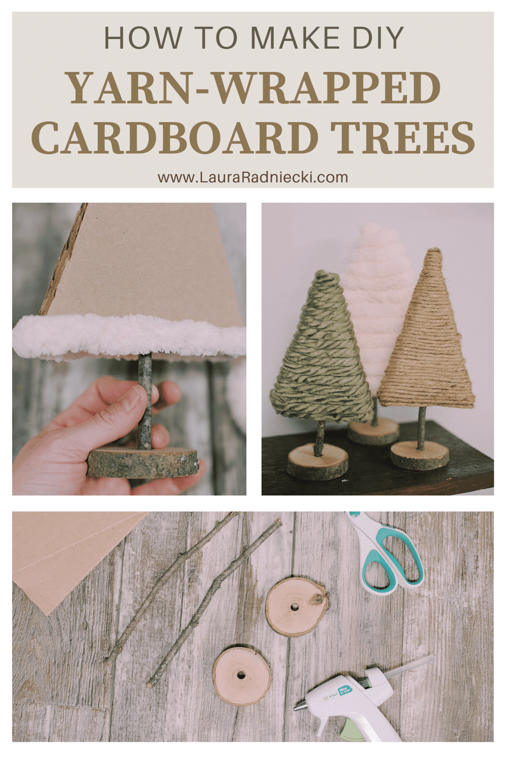 How to Make DIY Yarn-Wrapped Cardboard Trees