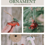 How to Make a DIY Matchbox Car and Bottle Brush Tree Ornament for the Christmas Tree.