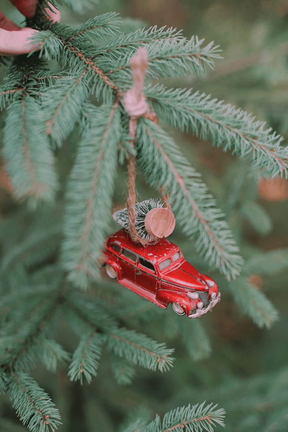 How to Make a DIY Ornament with Old Matchbox Car and Bottle Brush Tree