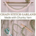 How to make a DIY chain stitch garland with chunky yarn.