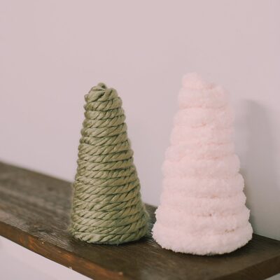 How to Make DIY Chunky Yarn-Wrapped Styrofoam Trees