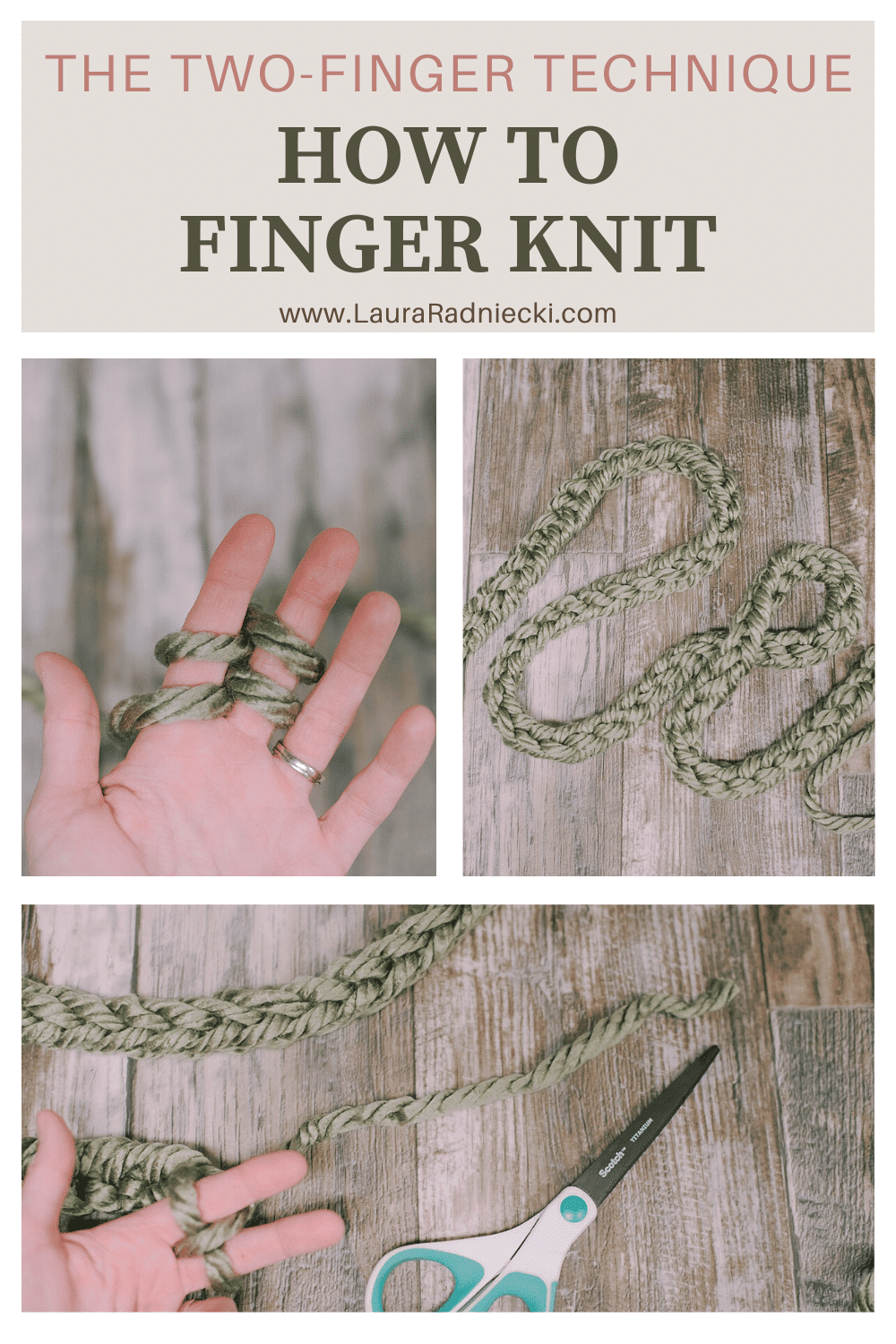 How to Finger Knit using Yarn (The Two Finger Technique)