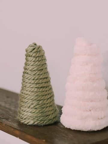How to make chunky yarn wrapped cone trees.