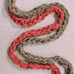 How to make a finger knit garland out of t-shirt yarn.