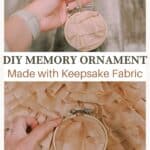 How to make a keepsake memory ornament with fabric and an embroidery hoop.